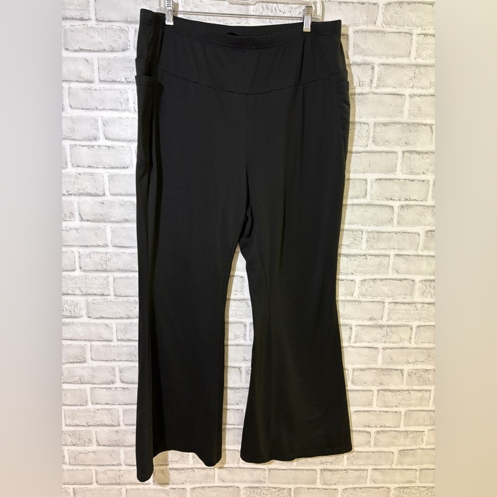SHEIN curve Elegant Black Flare Women's leggings stretch Pants, 3XL